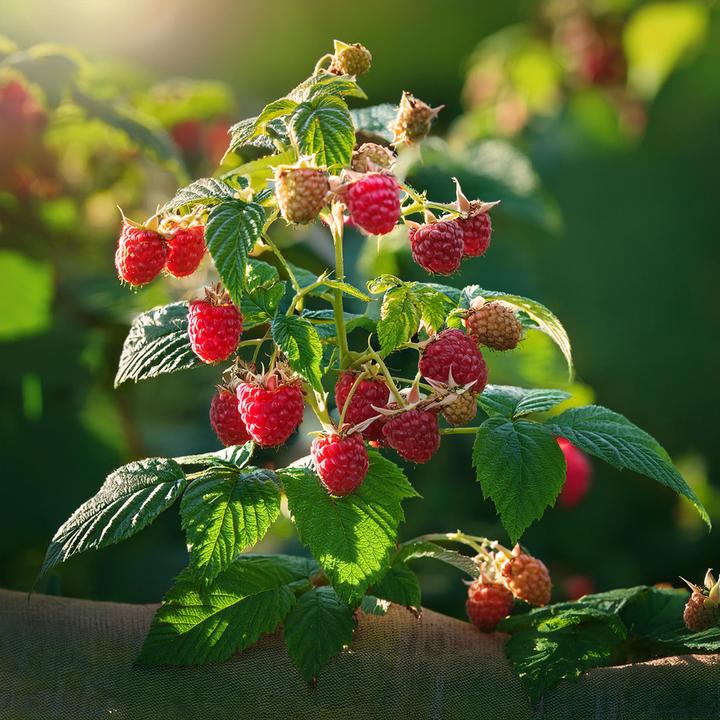 Actual product image Plant in a Box Rubus idaeus Malling Promise - set of 2 raspberry plants (50 cm)