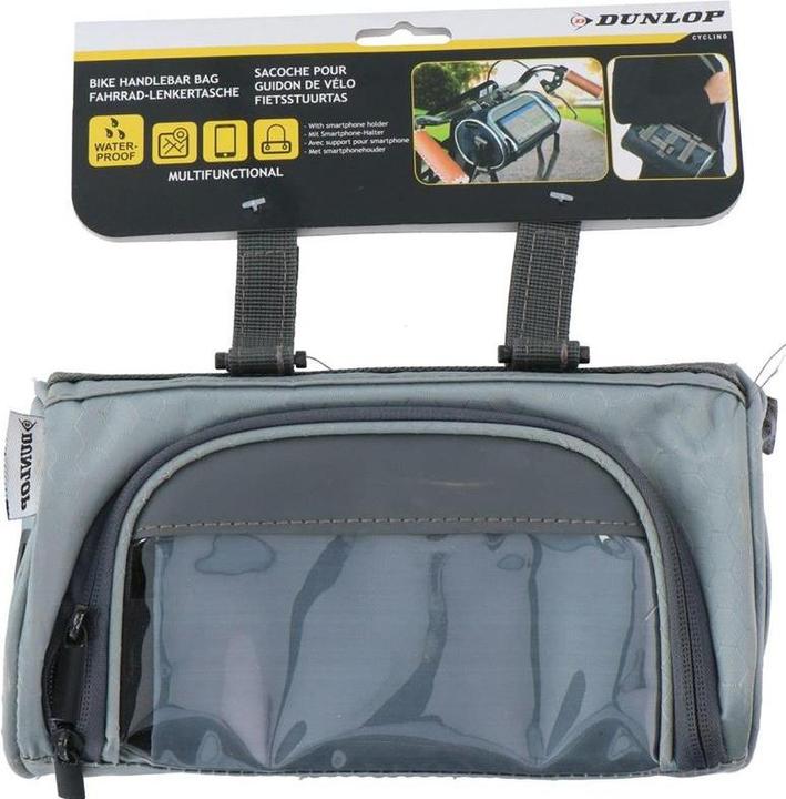 Immagine prodotto Dunlop - Fahrradlenkertasche/Gepäcktasche mit Smartphonetasche (grau) (1.20 l, Borsa manubrio)