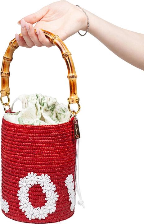 Produktbild La Milanesa love bucket bag in straw color red