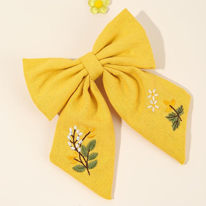 Produktbild Activity Board 1pc niedliche Blume Stickerei Schleife Haarspange, gemischte Farbe, Polyester, Mode (1 Stk.)