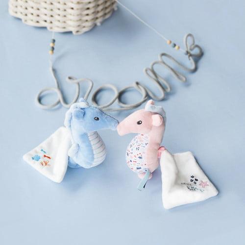 Actual product image Doudou et Compagnie Seahorse with cuddle cloth, blue 17cm (MQ2) **