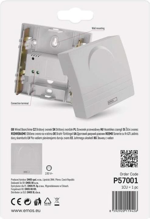 Image du produit Emos Sonnette de porte filaire P57001 (Câblé)