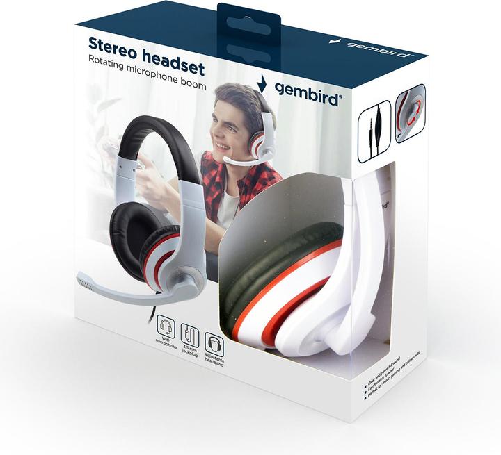 Actual product image Gembird MHS-03-WTRDBK Headphones & Headset Headband 3.5mm Connector Black (Cable)