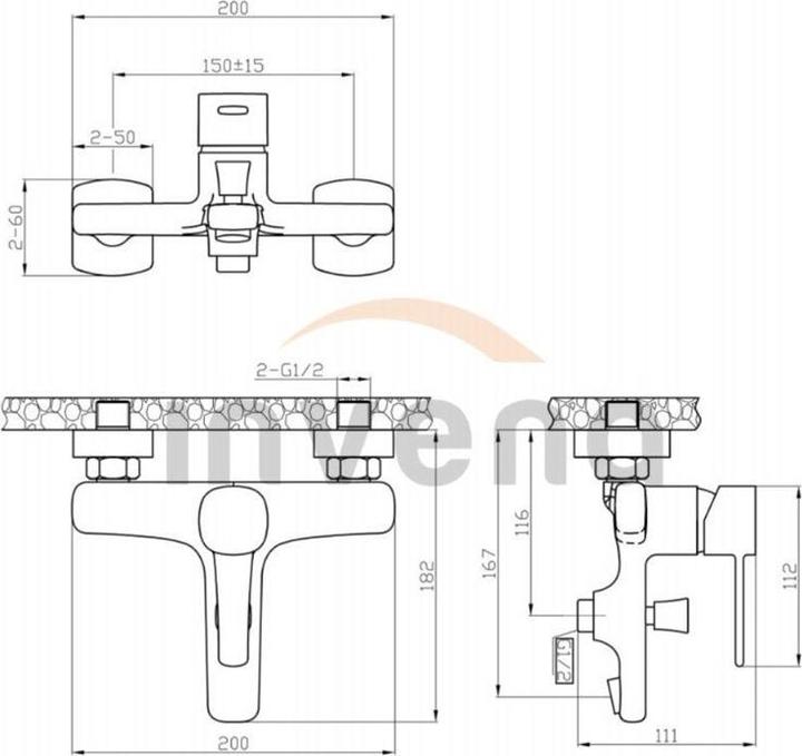 Actual product image Invena Bath Mixer Glamour Trend Gold