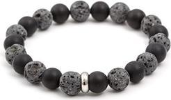 Actual product image Beneto Beaded bracelet made of lava stone and agate MINK101 - Length: 19 cm (19 cm, Lava stone, Agate)