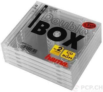 Actual product image Hama CD Double Box 5-pack Transparent Jewel Case