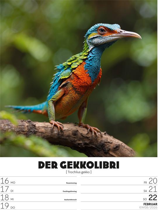 Immagine prodotto Verrücktes Tierleben - Wochenplaner mit KI-Bildern Kalender 2026 (25 x 33 cm, Tedesco)