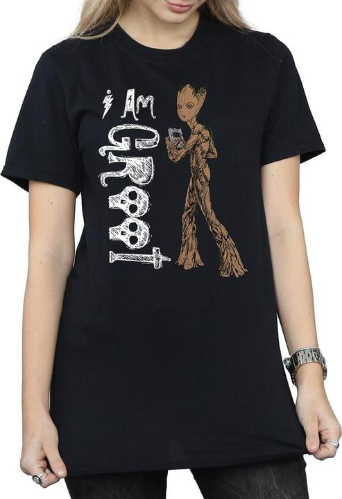 Actual product image Womens/Ladies Avengers Infinity War I Am Teenage Groot Cotton Boyfriend T-Shirt (3XL)