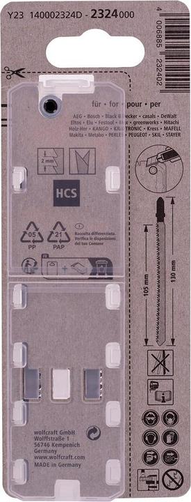 Actual product image wolfcraft wolfcraft 2 Stichsägeblätter HCS L=130mm T-Schaft
