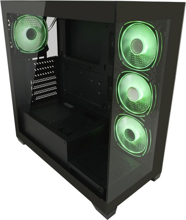 Actual product image LC-Power Housing MidiTower 715B black USB3.2/Audio,without power supply,SEAMLESS X (mATX, Mini-ITX, ATX)