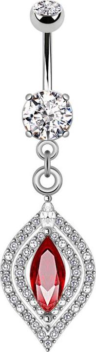Actual product image Star Piercing Banana silver with pendant chandelier oval (without brass, Surgical steel 316L)