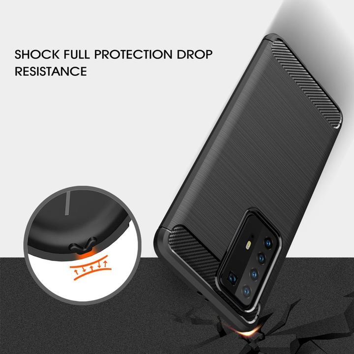 Produktbild König Design Hülle Handy Schutz für Huawei P40 Pro Case Cover Bumper Carbon Optik Schwarz (Huawei P40 Pro+)