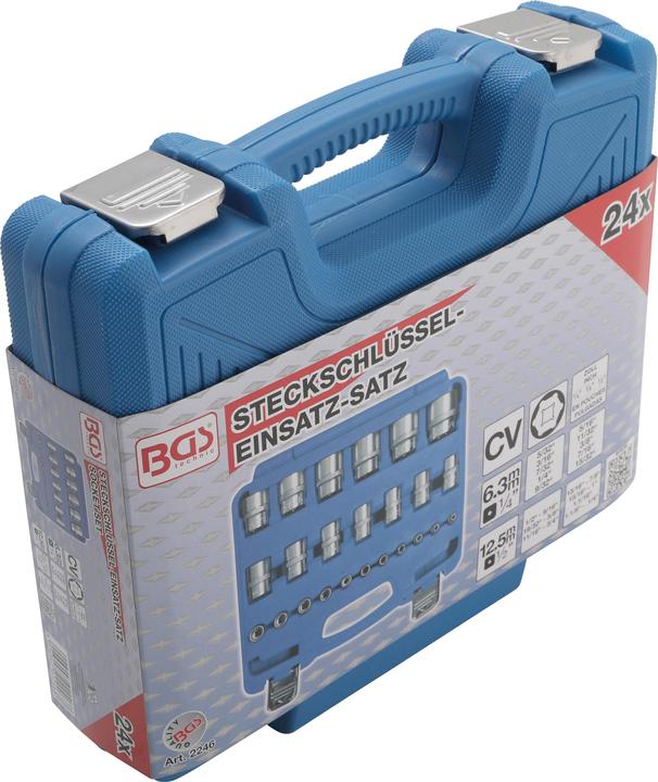 Image du produit BGS Jeu de douilles, six pans 6,3 mm (1/4"), 12,5 mm (1/2") en pouce 24 pièces (1/2")