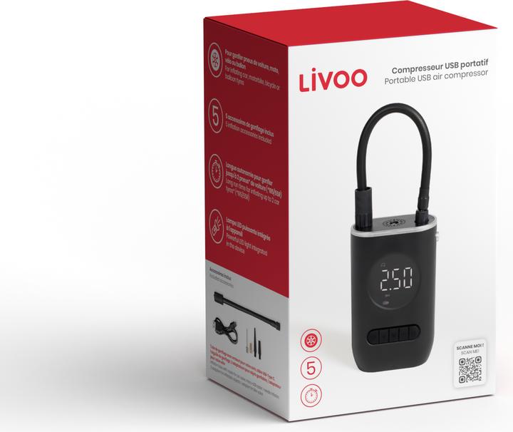 Actual product image Livoo Portable USB air compressor