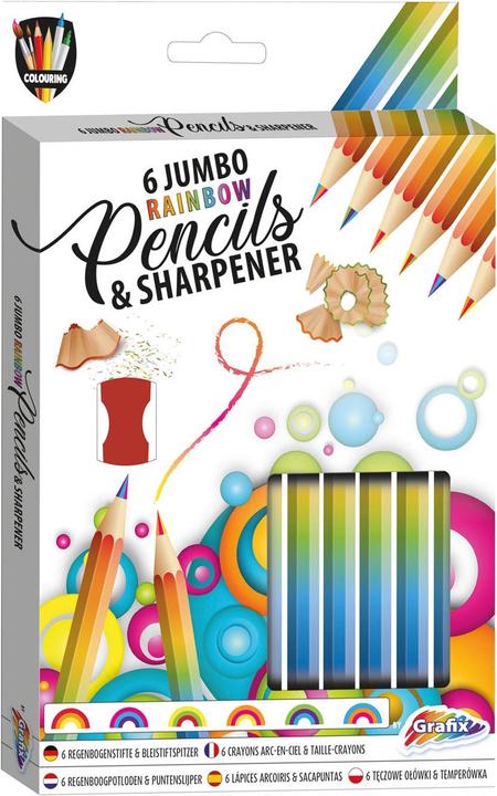 Produktbild Grafix Bleistifte mit Spitzer Rainbow (Regenbogen, 6 x)