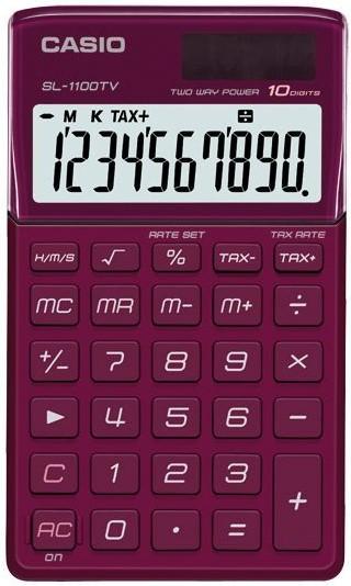 Image du produit Casio SL-1100TV-RD Calculatrice de poche rouge (Cellules solaires, Piles)