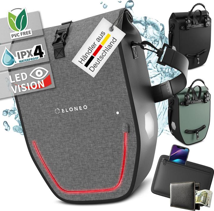 Immagine prodotto Eloneo Borse impermeabili con LED (20 l, Borsa portapacchi)