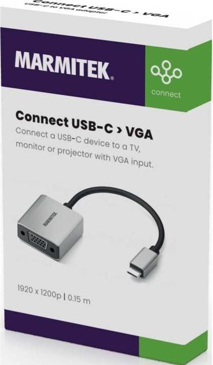 Actual product image Marmitek Adapter Connect USB-C > VGA (USB-C, VGA, 15 cm)