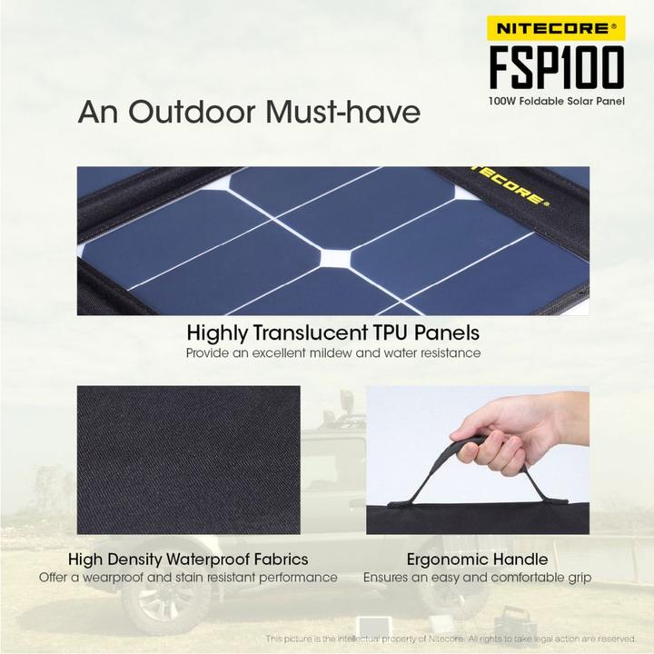 Actual product image Nitecore NPS400 Power Station 117000mAh and FSP100 foldable solar panel with max. 100W (421.20 Wh)