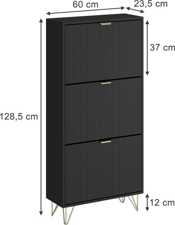Immagine prodotto Vichy Schuhschrank Helge, Schwarz, 60 x 128.5 cm 3 Fächer