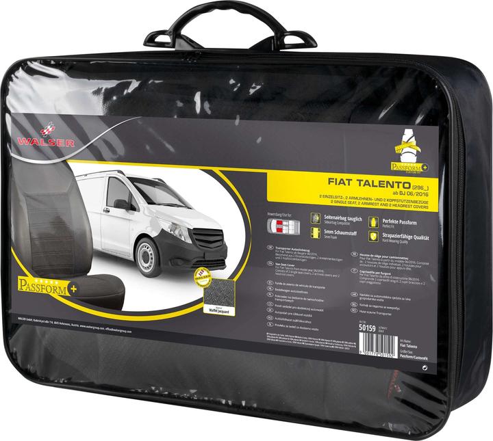 Image du produit Walser Housse de siège auto Premium pour Fiat Talento 06/2016-Aujourd'hui, 2 housses de siège simples avant