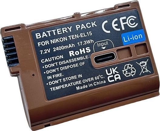 Image du produit Acconic Batterie avec entrée USB-C pour Nikon 1 V1 EN-EL 15 EN-EL15B EN-EL15C ENEL 15 D7000 D800 D600 Z6 Z7 (Batterie de l'appareil photo)