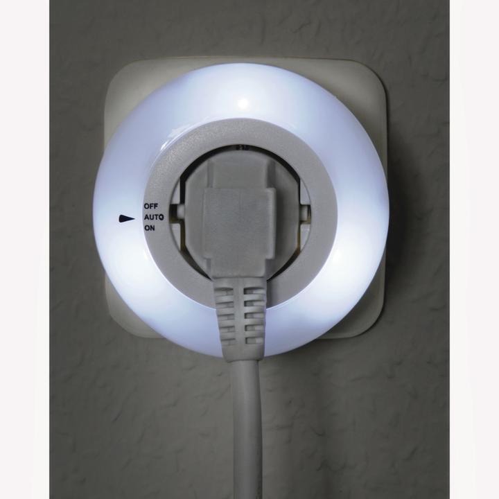 Actual product image Hama LED night light Circle with integrated socket, light sensor, contact protection