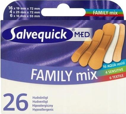 Produktbild Salvequick Aqua Resist Textile Sensitive Family Mix Plasters 26Pcs. (26 x)