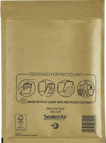Produktbild Sealed Air Luftpolster-Versandtaschen Mail Lite D/1 Gold Ohne Fenster 200 mm x 270 mm (100 x)