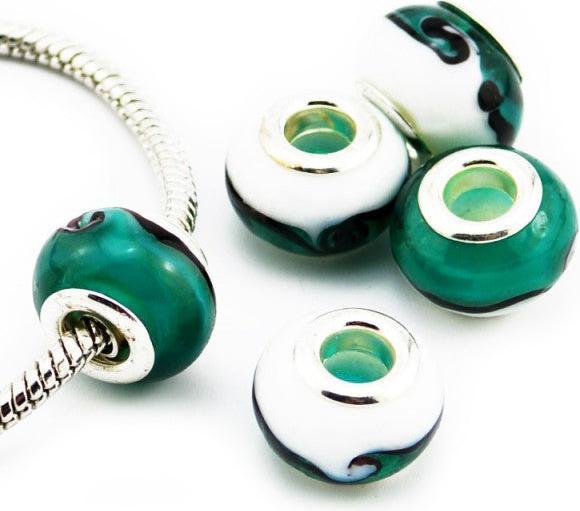 Produktbild Hermex Glas Bead versilbert 925 - Silbrig Grün (Metalllegierung, Glas)