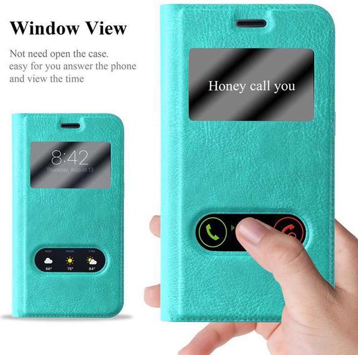 Actual product image Cadorabo Book with View double window cover (Samsung Galaxy J1 (2016))