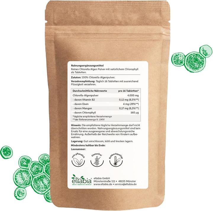 Produktbild Eltabia Bio Green Trio Presslinge | mit 1/3 Chlorella Spirulina Gerstengras (500 Stück, Tabletten)