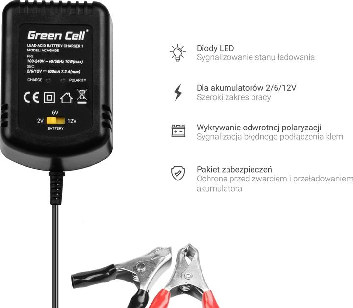 Immagine prodotto GreenCell Caricabatterie (12V, 6V, 0.60 A)
