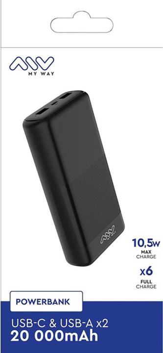 Produktbild My Way POWERBANK 20000MAH USB-C + 2 USB-A NOIR PROMO BLACK FRIDAY (20000 mAh, 20 W, 20 Wh)