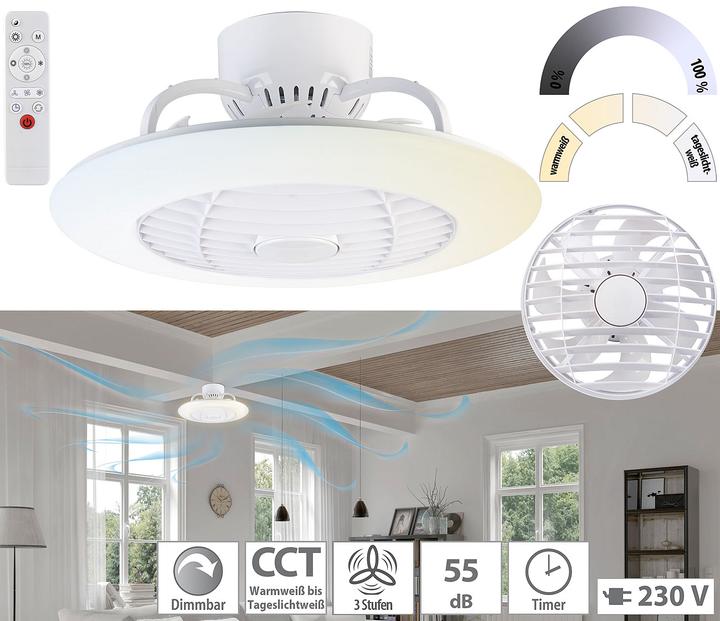 Immagine prodotto Sichler Lampada da soffitto 2in1 e ventilatore con telecomando (55 dB)