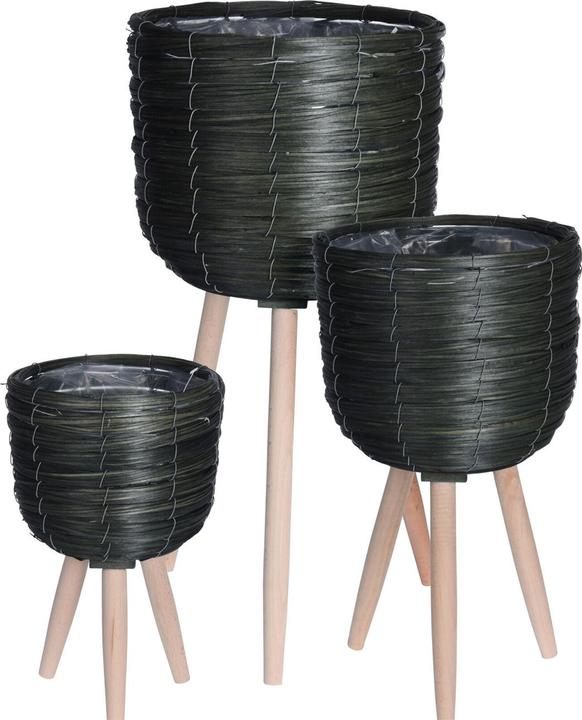 Actual product image Natura Punto Flowerpot Stand Wooden Wickerwork, Set of 3