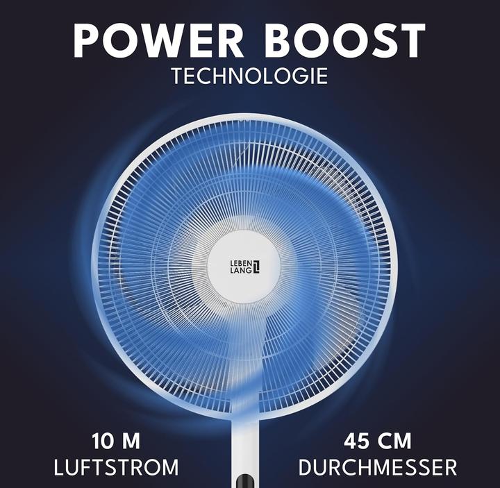 Image du produit Lebenlang Leiser Standventilator mit Fernbedienung & LED-Display (60 dB)
