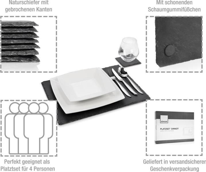 Produktbild Sänger Geschirr Schieferplatten-Set Dinner (4 x, 40 x 30 cm)