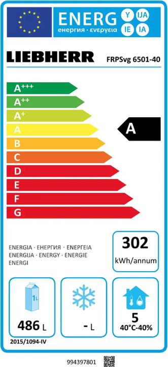 Etichetta energetica Liebherr Unità di refrigerazione commerciale (597 l)