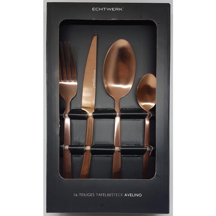 Immagine prodotto Echtwerk Set di posate Avelino da 16 pezzi, acciaio inox - bronzo satinato (16 Pezzo/i, Set di posate)