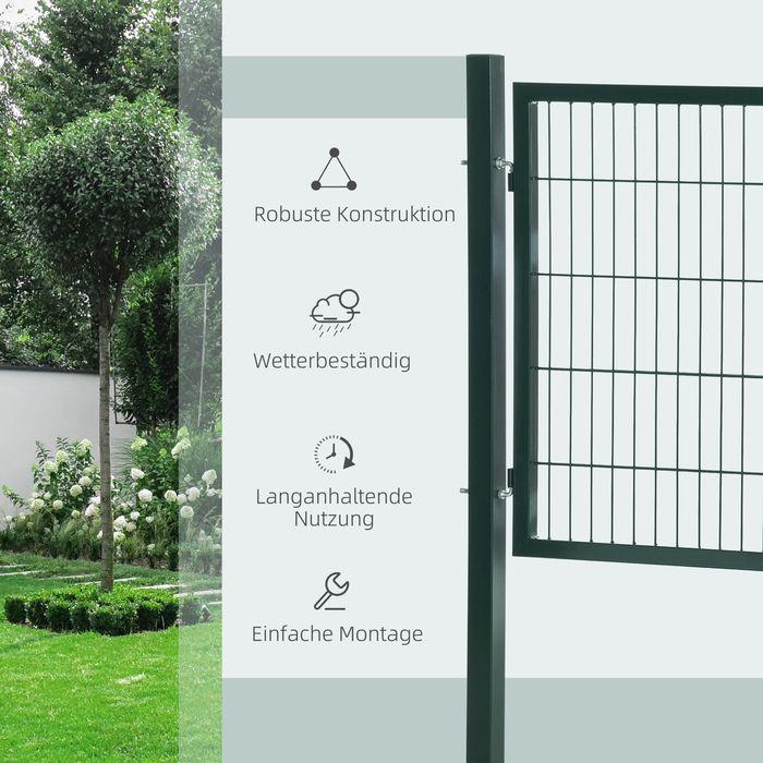 Actual product image Swisshandel24 Gartentor Gartentür Zauntor Hoftür aus Stahl Griff Schloss und Schlüsseln 97 x 150 cm Grün