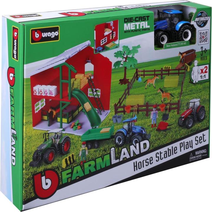Produktbild Bburago Pferdestall mit Traktor