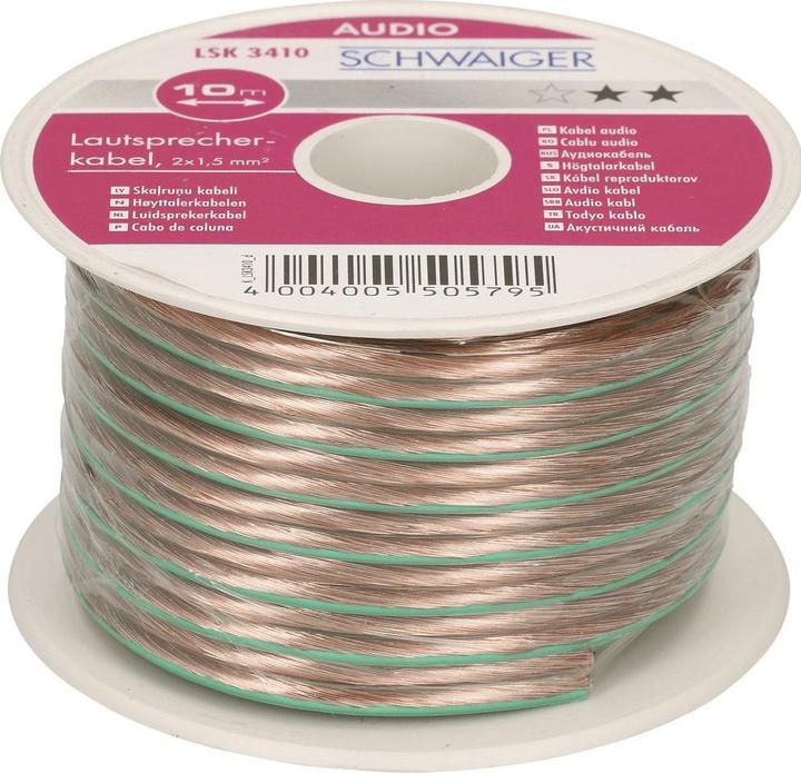Actual product image Schwaiger Speaker cable 2x1.50mm2 10 m (10 m, 3 mm²)