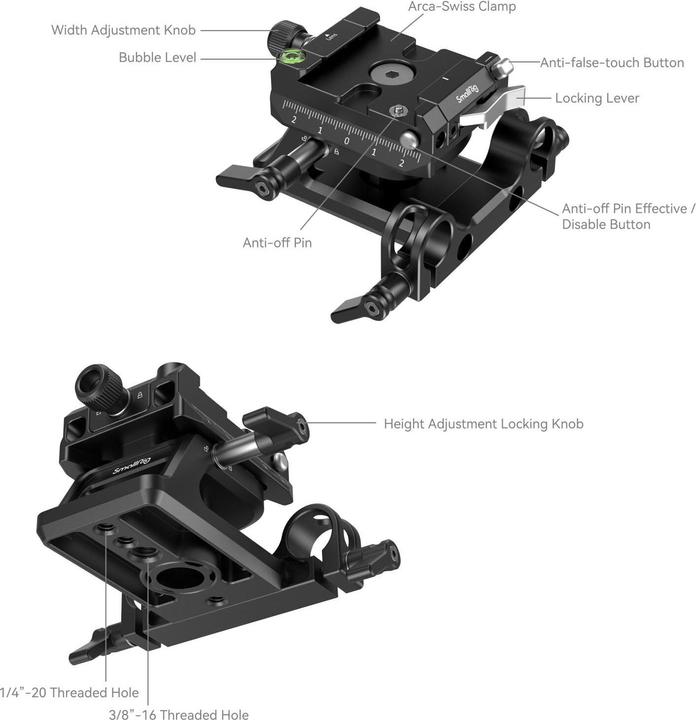 Produktbild SmallRig 4233 Universal Arca Swiss Height Adjustable Mount Plate Kit