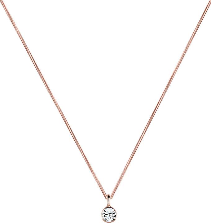 Immagine prodotto Elli Collana Basic Solitaire Cristalli Argento 925 (Argento 925 Oro rosa, Cristallo di vetro, 45 cm)