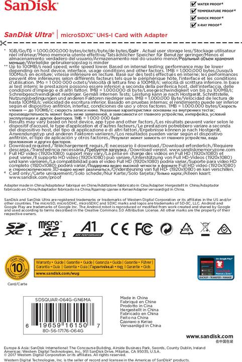 Produktbild SanDisk Ultra microSD A1 (64 GB, microSDXC, U1, UHS-I)