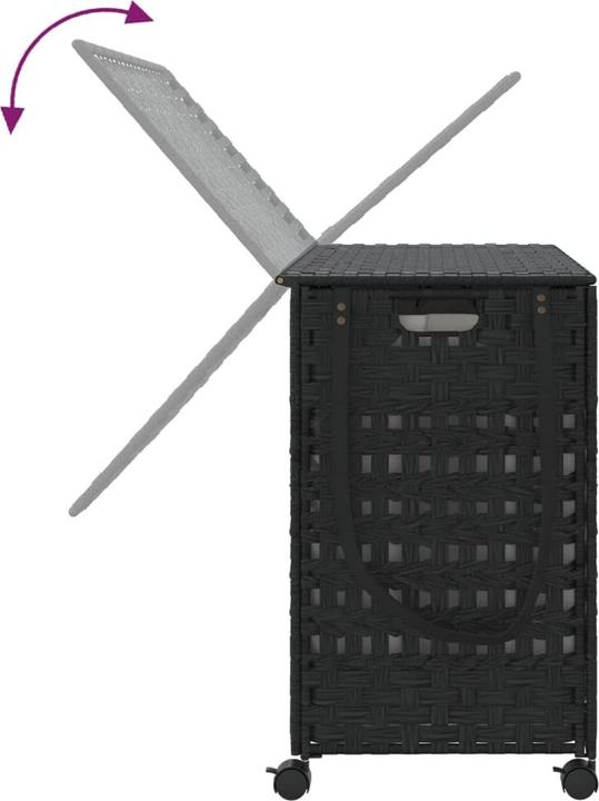 Immagine prodotto VidaXL Cesto portabiancheria con rotelle Nero 66x35x60 cm Rattan, colore