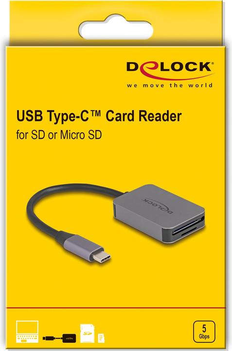 Image du produit Delock Lecteur de cartes USB Type-C en aluminium (USB-C)