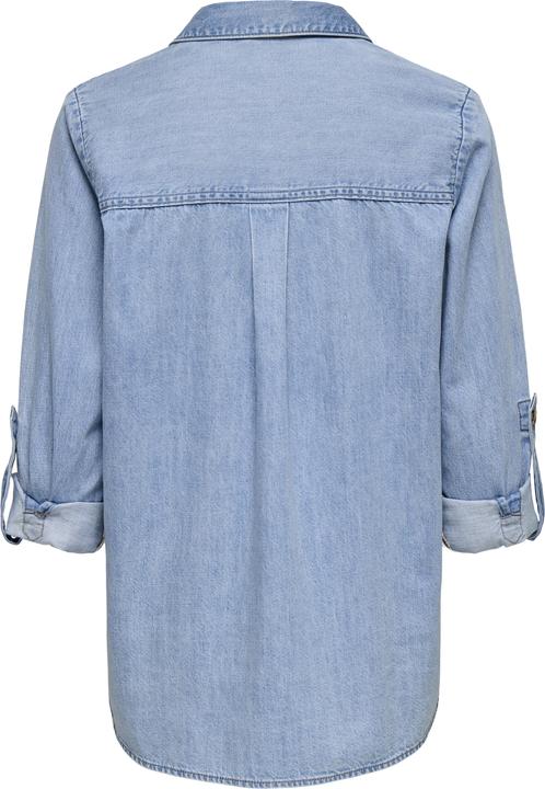 Produktbild Only Normal geschnitten Hemdkragen Umgeschlagene Ärmelbündchen Jeanshemd Jeanshemd (L)