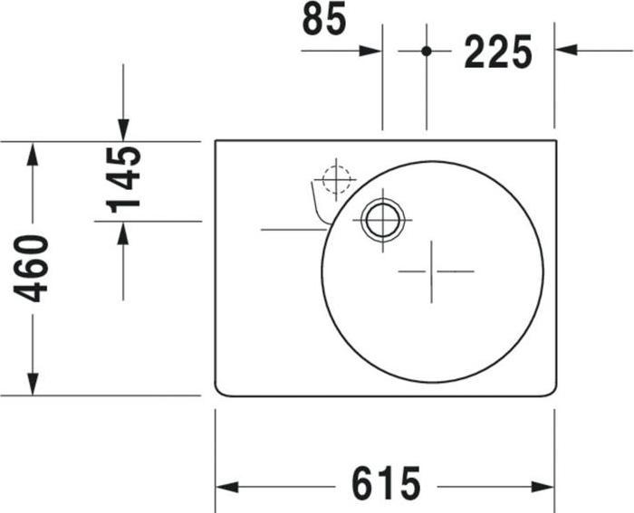 Produktbild Duravit Universalbecken SCOLA m ÜL HLB 615x460mm 1 HL Be rechts weiss (460 mm, 615 mm)